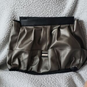 Miche metallic silver faux vegan leather large magnetic clutch